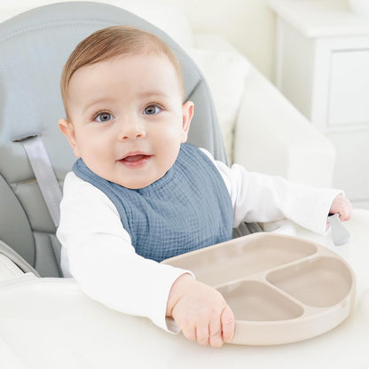 Bearmoss 100% Cotton Square Muslin Baby Drool Bibs (8-Pack)