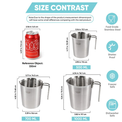 Newness Stainless Steel Measuring Cup with Triple Measurement Scales