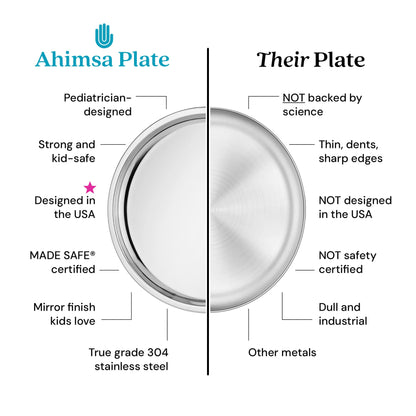 Ahimsa Balanced Bites Pediatrician-Designed Stainless Steel Divided Plate