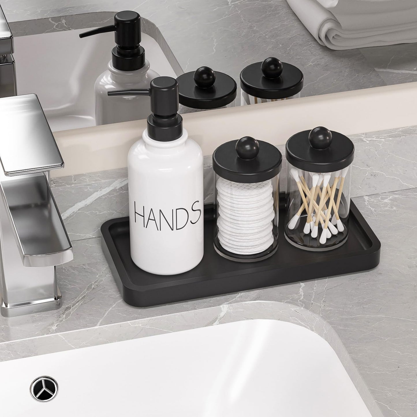 Sustainable Bamboo Bathroom Vanity Tray: Sleek Countertop Organizer