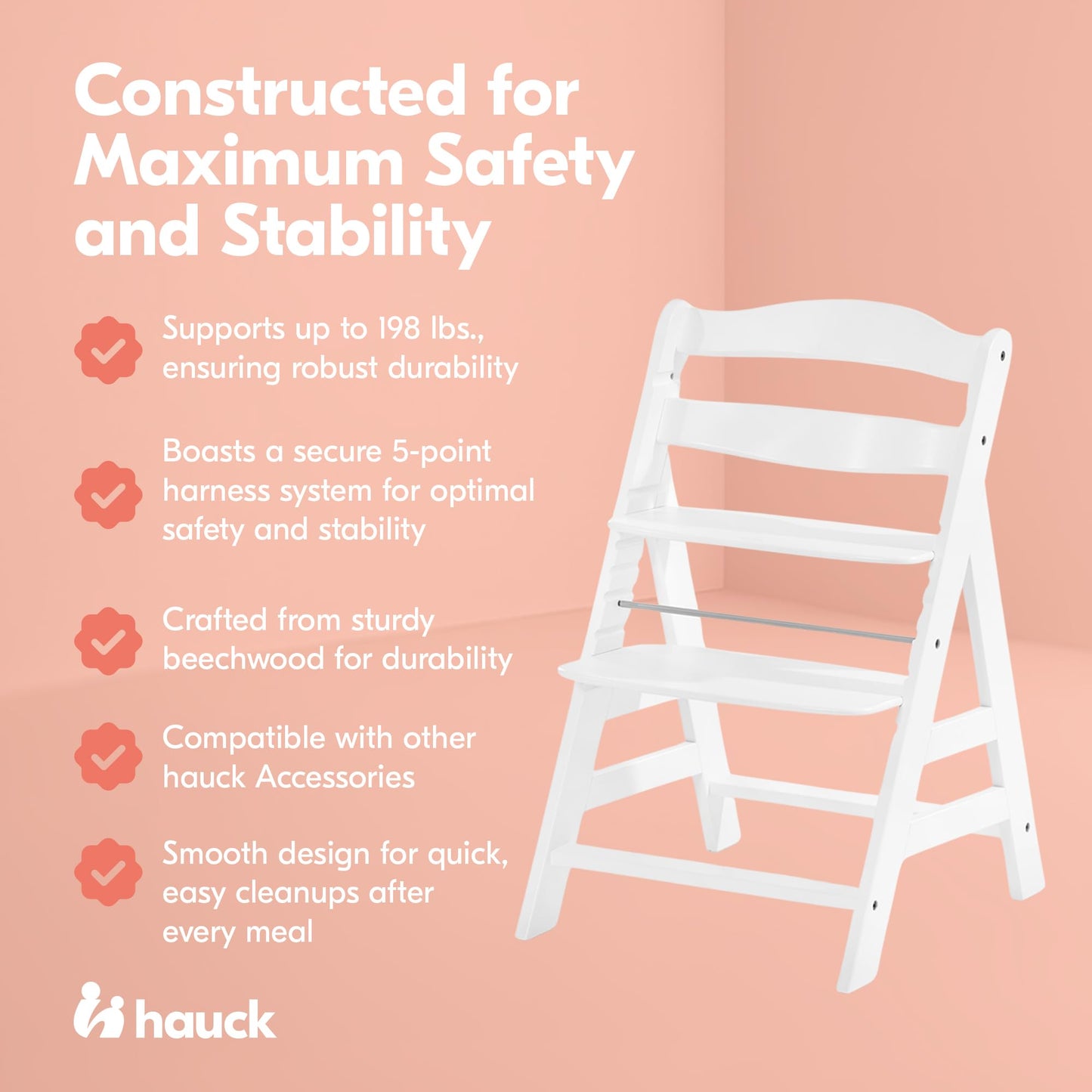 hauck Alpha+ Solid European Beechwood Grow-Along Highchair