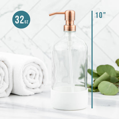 Kitchentoolz 32 oz Glass Pump Bottle with Stainless Steel Pump