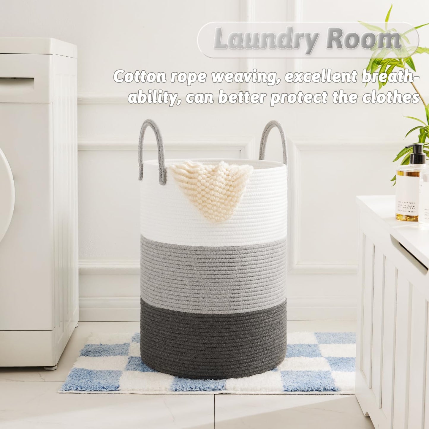 Artfeel 60L Handwoven Natural Cotton Rope Laundry Hamper