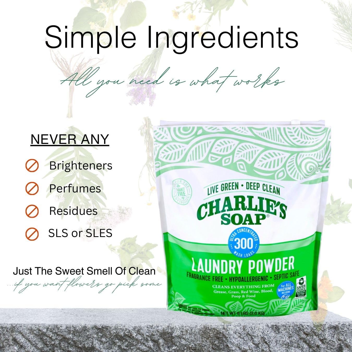Charlie’s Soap Fragrance-Free Hypoallergenic Deep Cleaning Laundry Powder