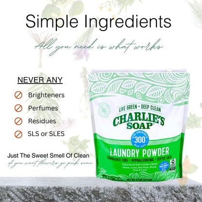 Charlie’s Soap Fragrance-Free Hypoallergenic Deep Cleaning Laundry Powder