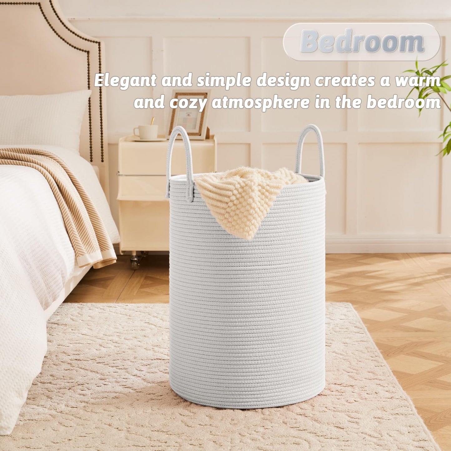 Artfeel 60L Handwoven Natural Cotton Rope Laundry Hamper