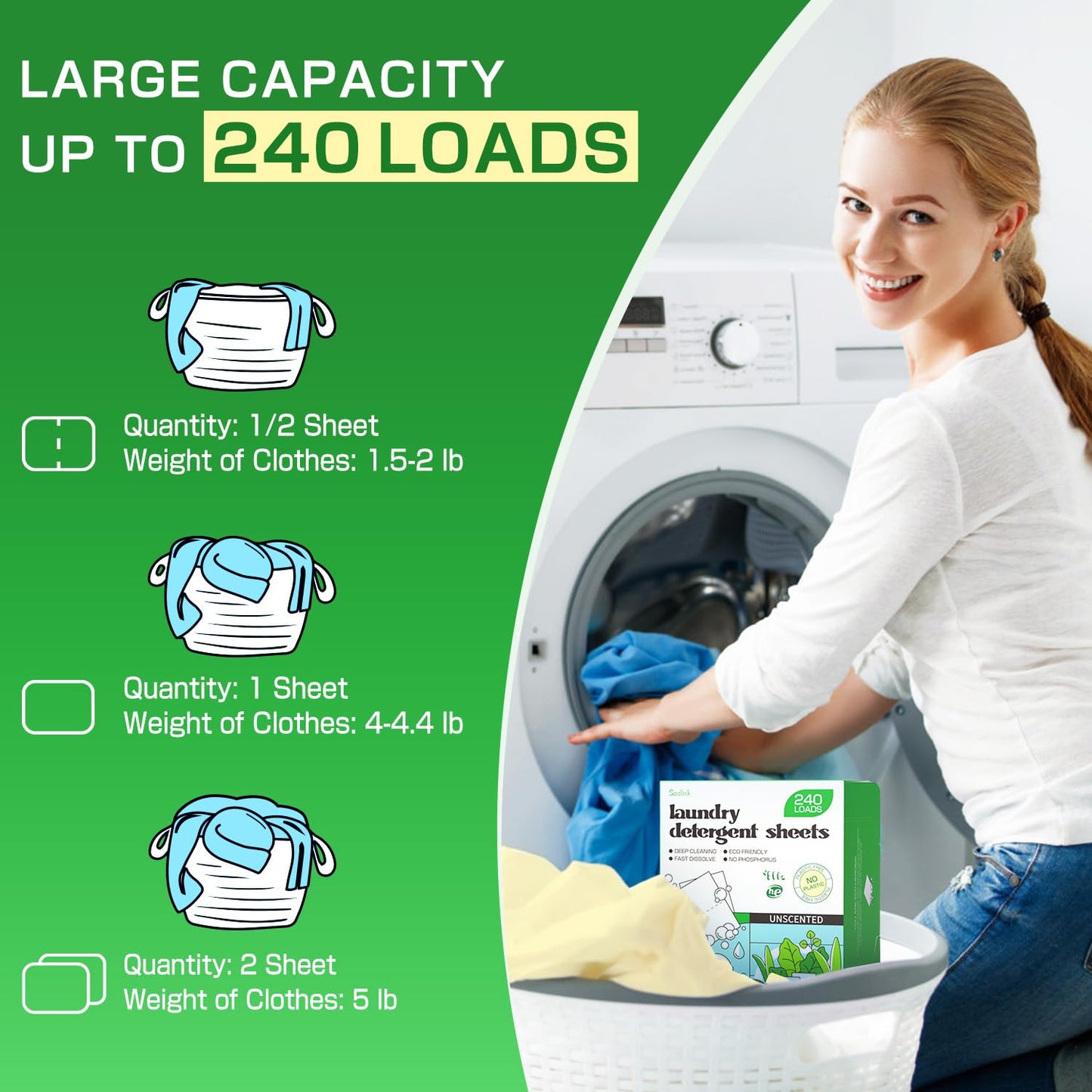 Soulink Laundry Sheets: Plant-Based Unscented 240 Loads