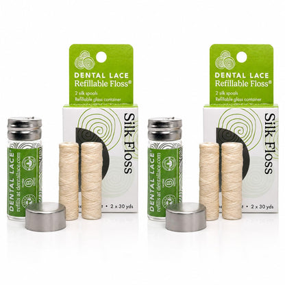 Refillable Silk Dental Floss, PFAS-Free, Glass Container – Dental Lace