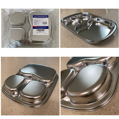 Korean Premium 304 Stainless Steel 5-Compartment Divided Plates (Set of 2)