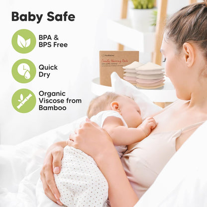 KeaBabies 14-Pack Organic Bamboo Washable Nursing Pads