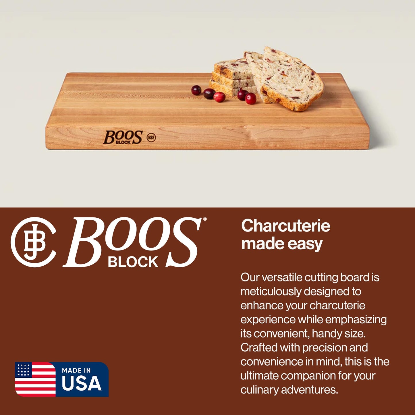John Boos R-Board Series Maple Cutting Board (24”x18”x1.5”)
