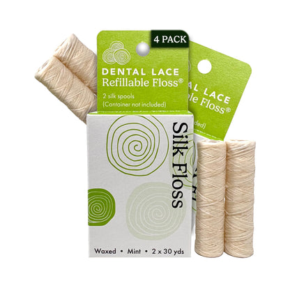 Refillable Silk Dental Floss, PFAS-Free, Glass Container – Dental Lace