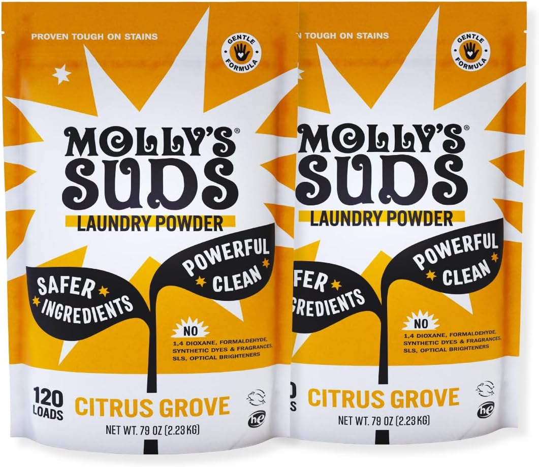 Molly’s Suds Original Laundry Detergent Powder, Chemical-Free Deep Clean for Sensitive Skin