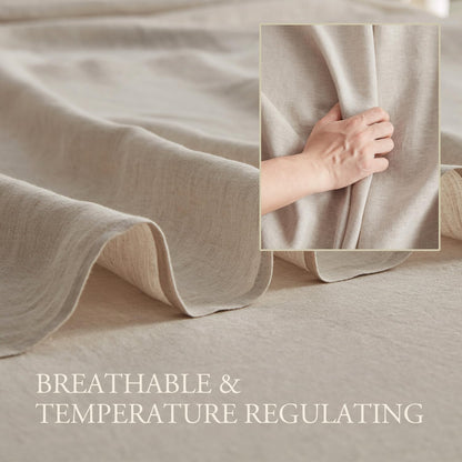 DAPU 100% Pure French Linen Sheets: Natural Normandy Flax Set