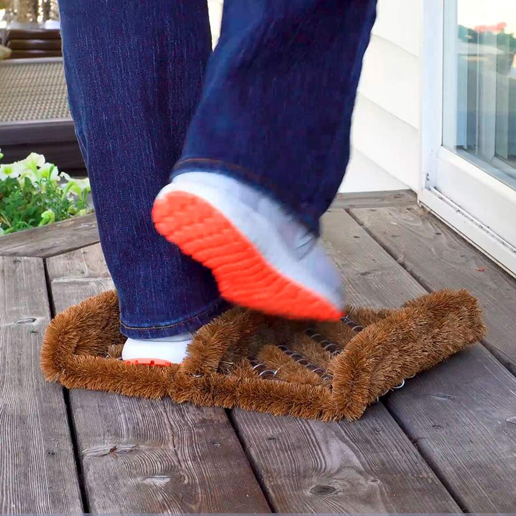 NINAMAR Natural Coir Boot Scraper Door Mat (13 × 12 in) | TRUE Shift Eco Boot Scrubber Mat