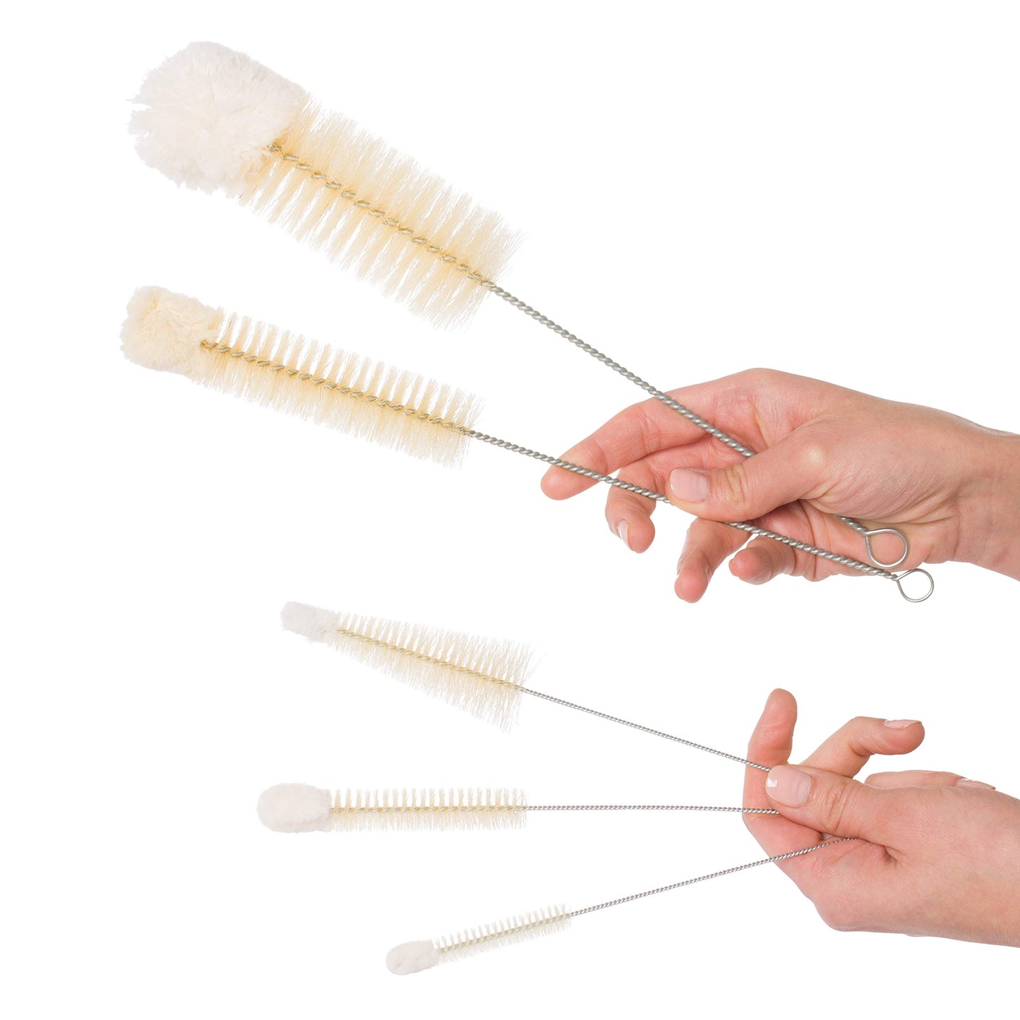 REDECKER Wool Tip Bottle Cleaning Brush Set: Natural Pig Hair Bristles