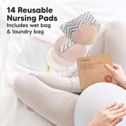 KeaBabies 14-Pack Organic Bamboo Washable Nursing Pads