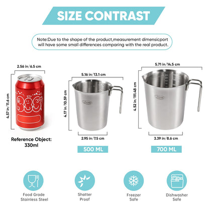 Newness Stainless Steel Measuring Cup with Triple Measurement Scales
