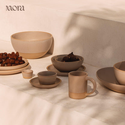 Mora Medium Ceramic Bowls, Set of 4 (28 oz, Oat)