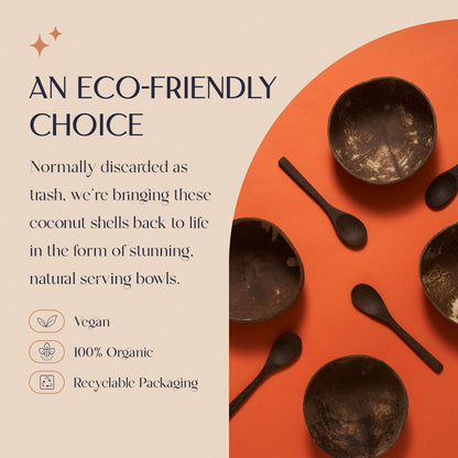 COCOBOWLCO Jumbo Polished Coconut Bowl Set with Wooden Spoons