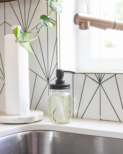 Jarmazing Mason Jar Soap Dispenser: 16 oz Glass & Black Steel