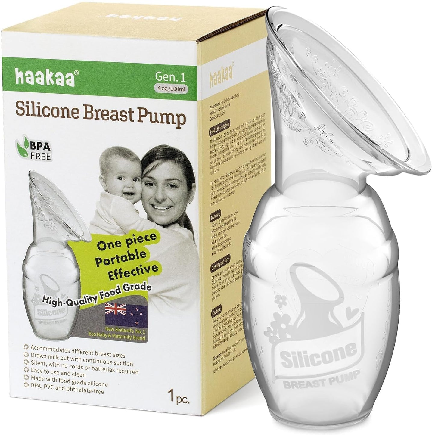 Haakaa 4oz/100ml One-Piece Food-Grade Silicone Breast Pump