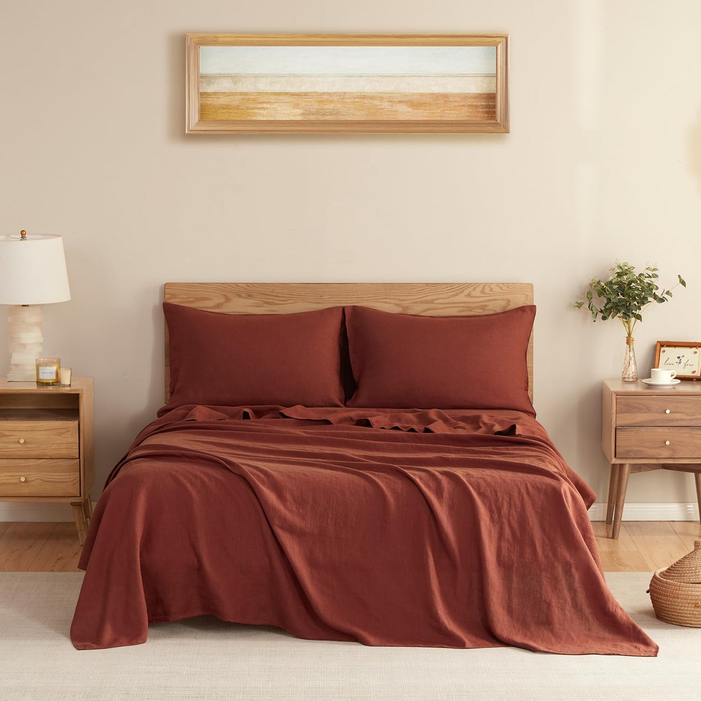 DAPU 100% Pure French Linen Sheets: Natural Normandy Flax Set