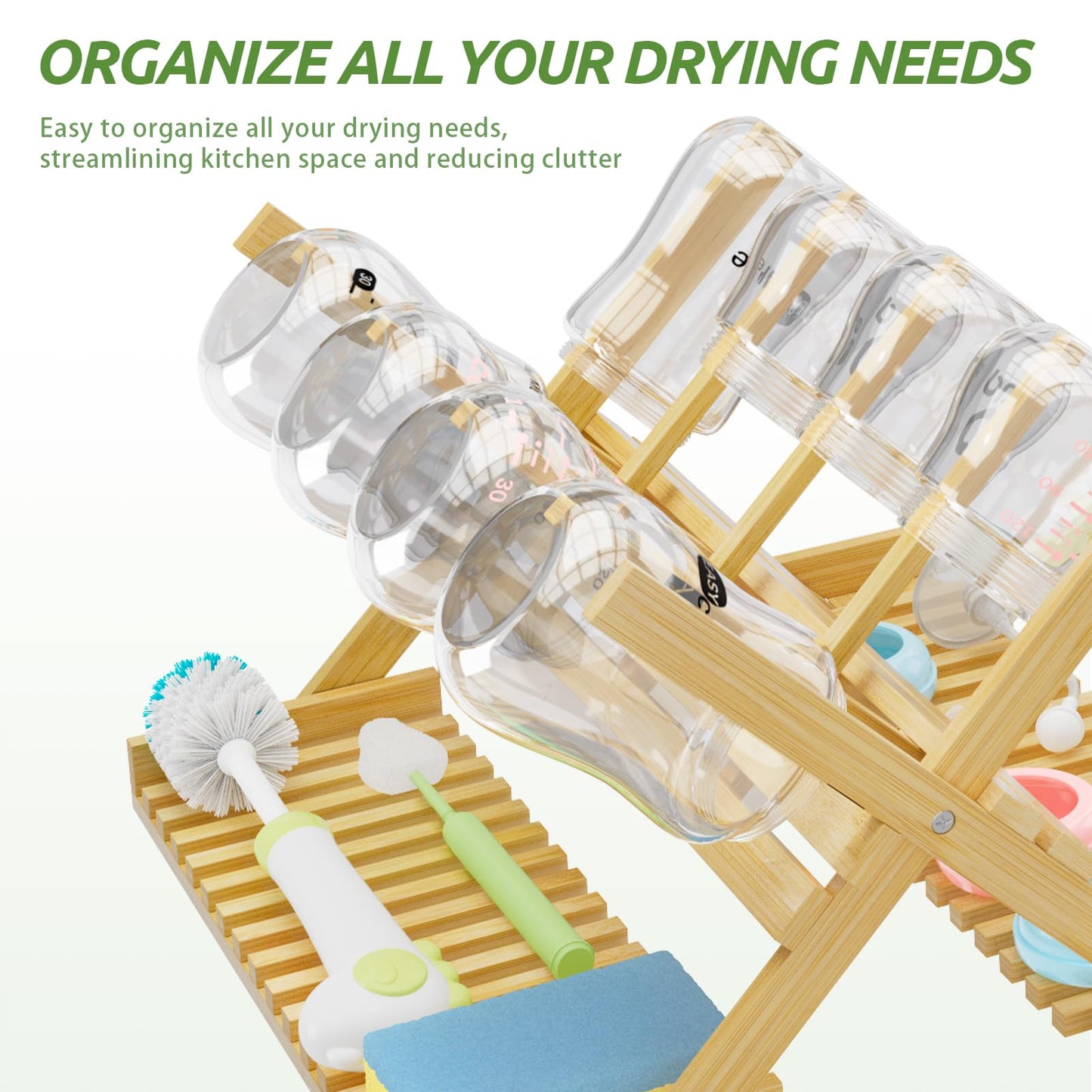 DSVENROLY Vertical Bamboo Drying Rack: Rapid-Dry Foldable Organizer