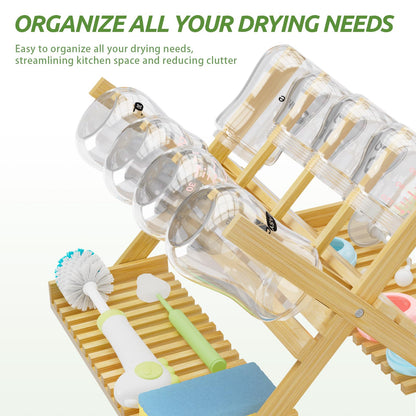 DSVENROLY Vertical Bamboo Drying Rack: Rapid-Dry Foldable Organizer