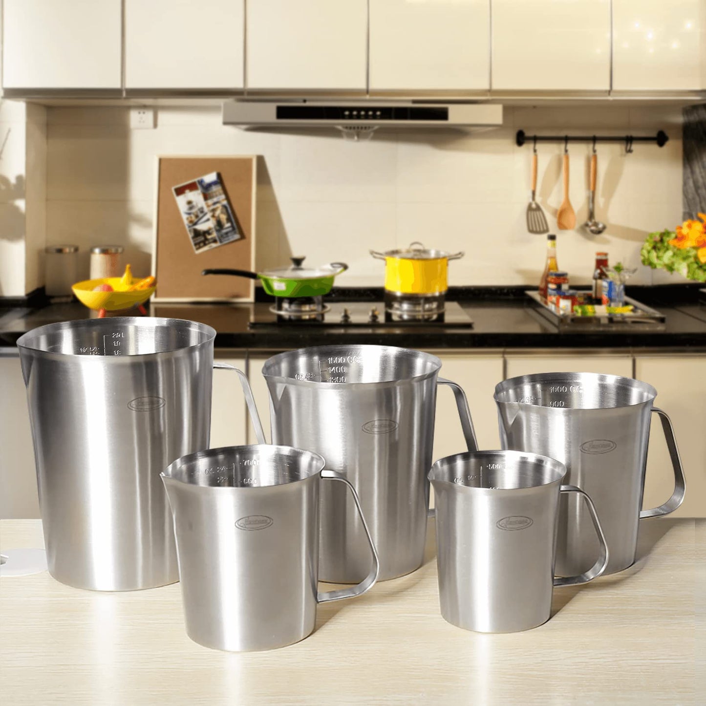 Newness Stainless Steel Measuring Cup with Triple Measurement Scales