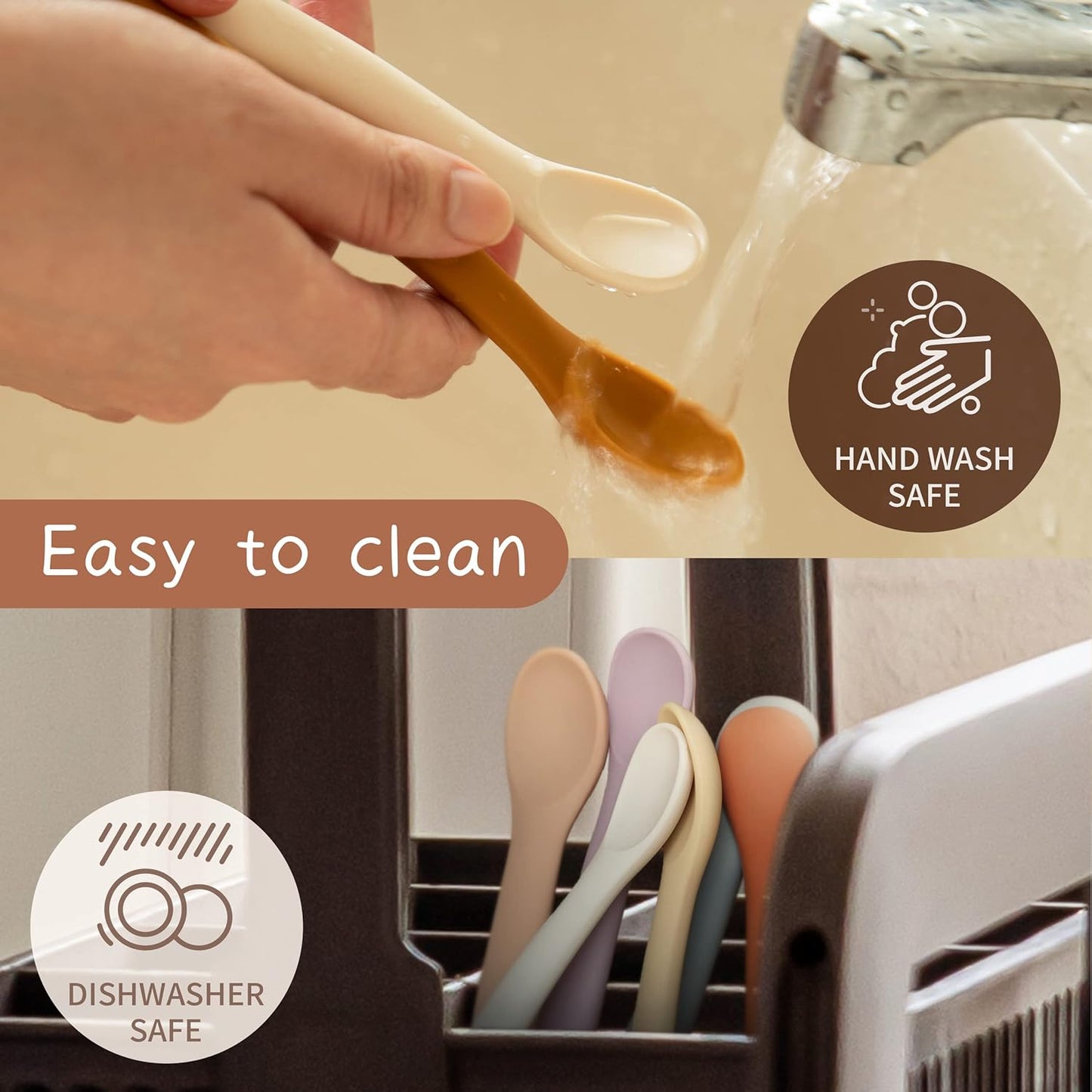 Moonkie 100% Food-Grade Silicone 2-Stage Baby Spoons (4-Pack)