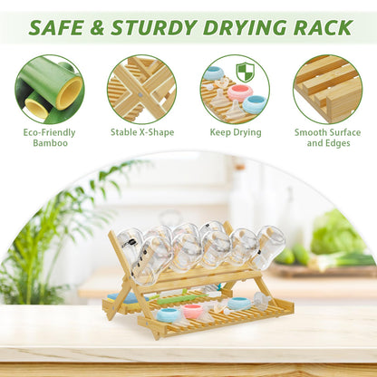 DSVENROLY Vertical Bamboo Drying Rack: Rapid-Dry Foldable Organizer