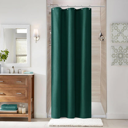 Naturoom Weighted Natural Flax Linen Shower Curtain Set