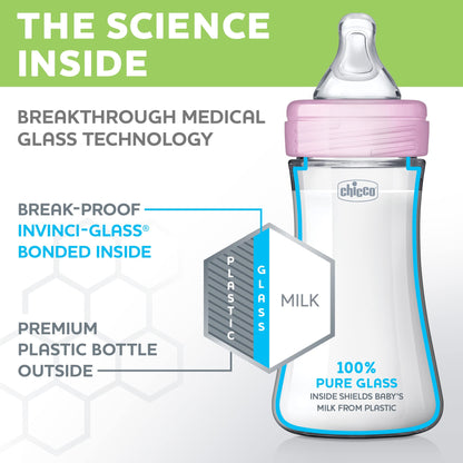 Chicco Duo 5oz Hybrid Baby Bottle with Invinci-Glass Interior (2-Pack)