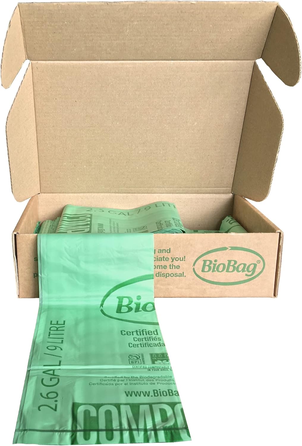 BioBag 2.6 Gallon Compostable Food Scrap Bags: BPI Certified