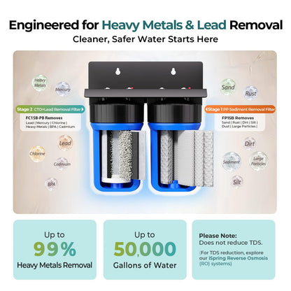 Compact Whole-House PFAS & Lead Water Filter, 2-Stage – iSpring WGB21B-PFKS