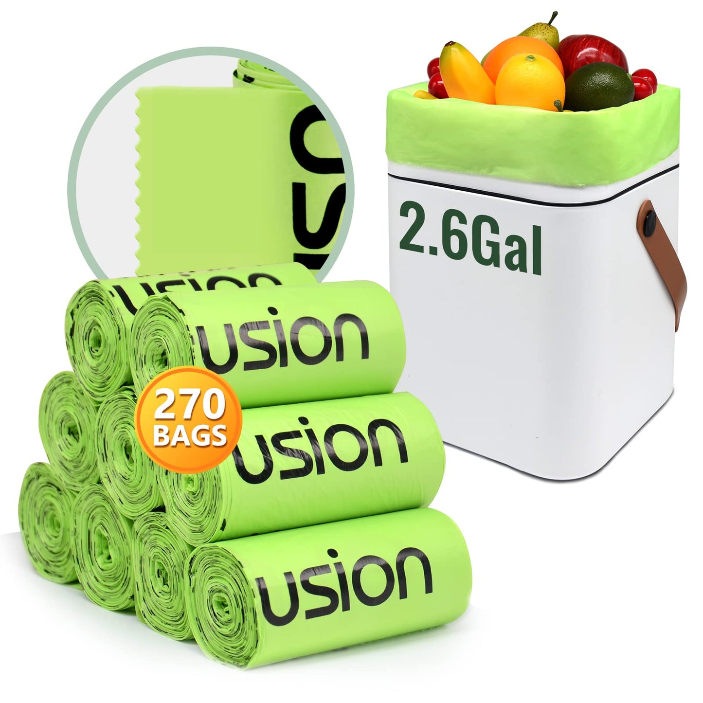 GreFusion 1.2 Gallon Compostable Bags - 125 Count (BPI Certified)