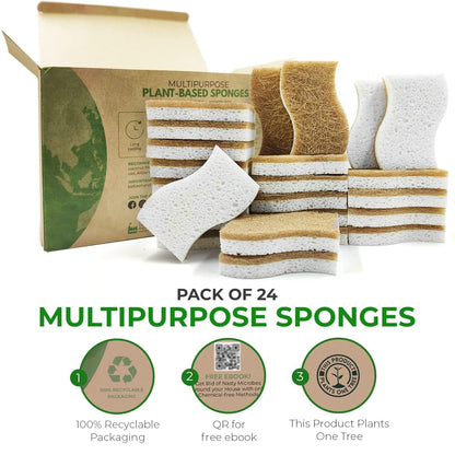 Natural Kitchen Sponge – Biodegradable Compostable Cellulose & Coconut Scrubber