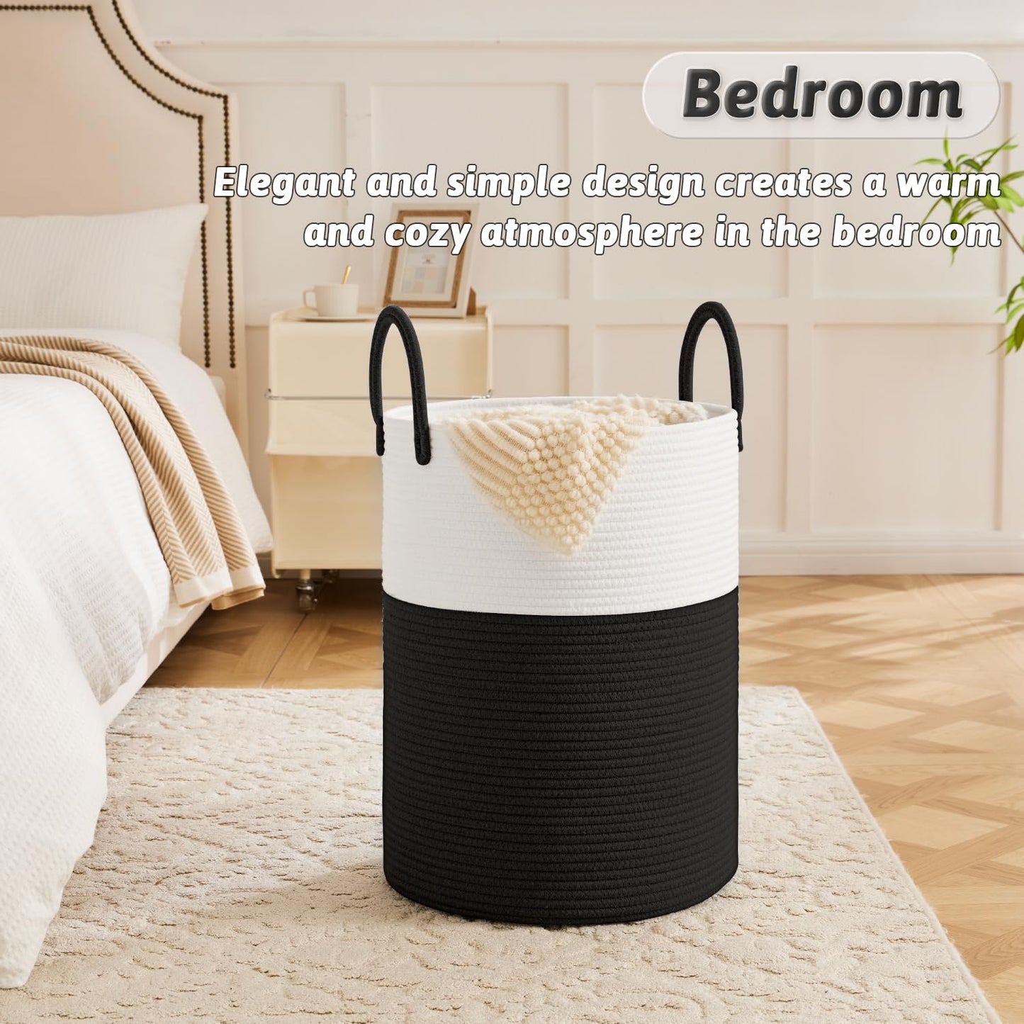 Artfeel 60L Handwoven Natural Cotton Rope Laundry Hamper