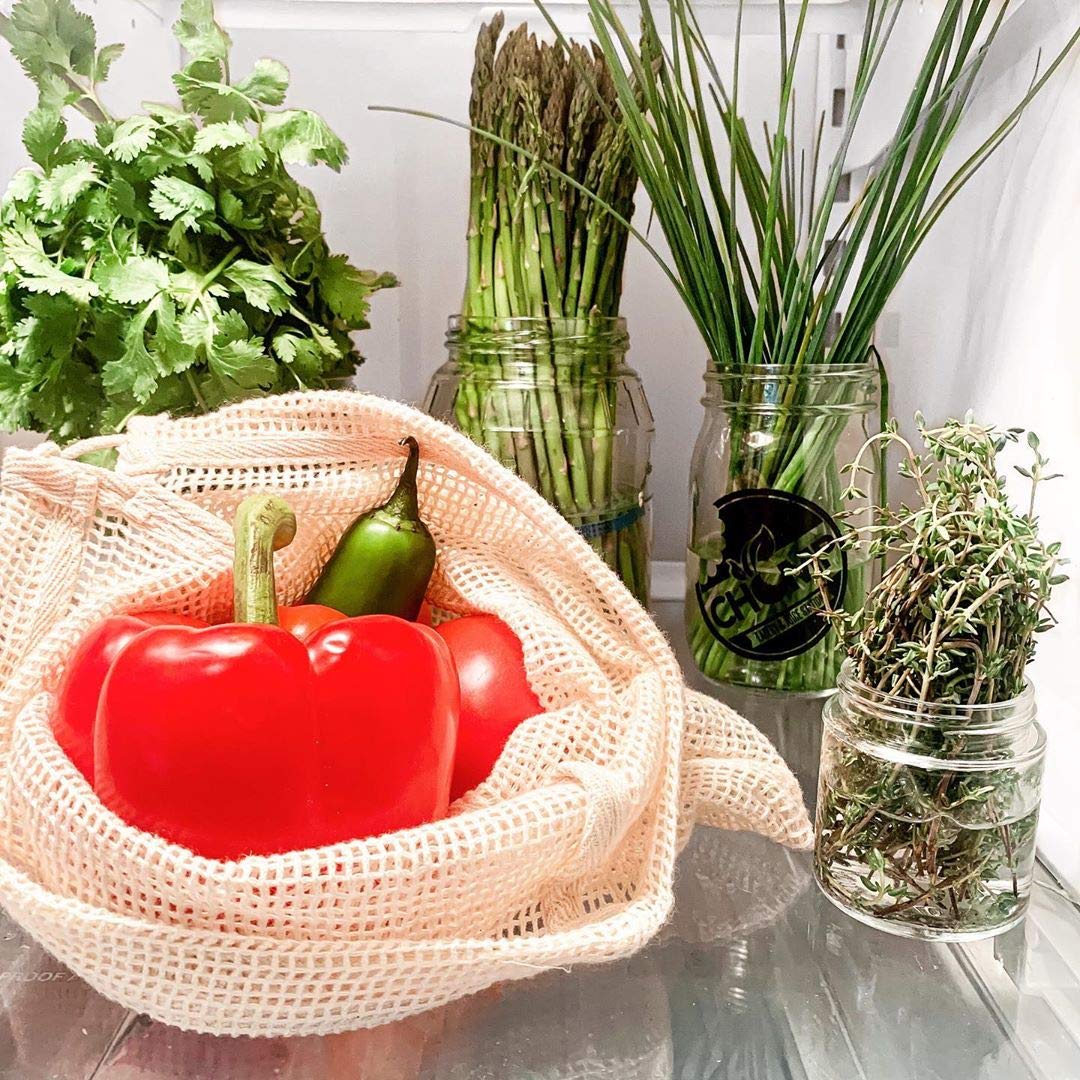 Reusable 100% Organic Cotton Mesh Produce Bags-Toxin-Free, Plastic-Free Double-Stitched