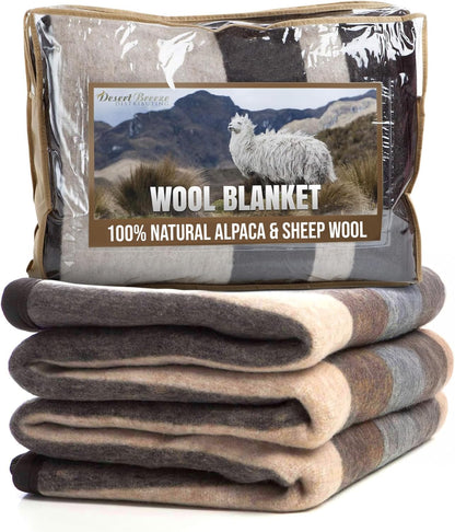 Natural Alpaca & Sheep Wool Blanket: Heavyweight 4.2 lb Twin Bedding