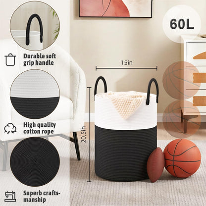 Artfeel 60L Handwoven Natural Cotton Rope Laundry Hamper