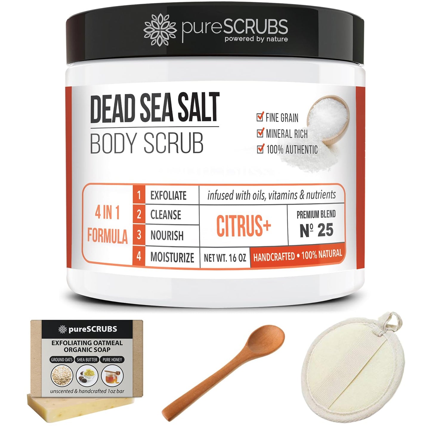 Fragrance-Free Dead Sea Salt Body Scrub, Organic Oils – pureSCRUBS Unscented
