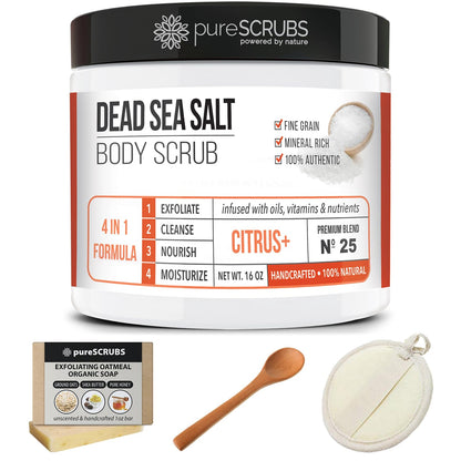 Fragrance-Free Dead Sea Salt Body Scrub, Organic Oils – pureSCRUBS Unscented
