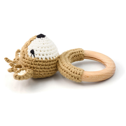 Joliecraft Woodland Friends Baby Rattle: Cotton & Beechwood Elephant