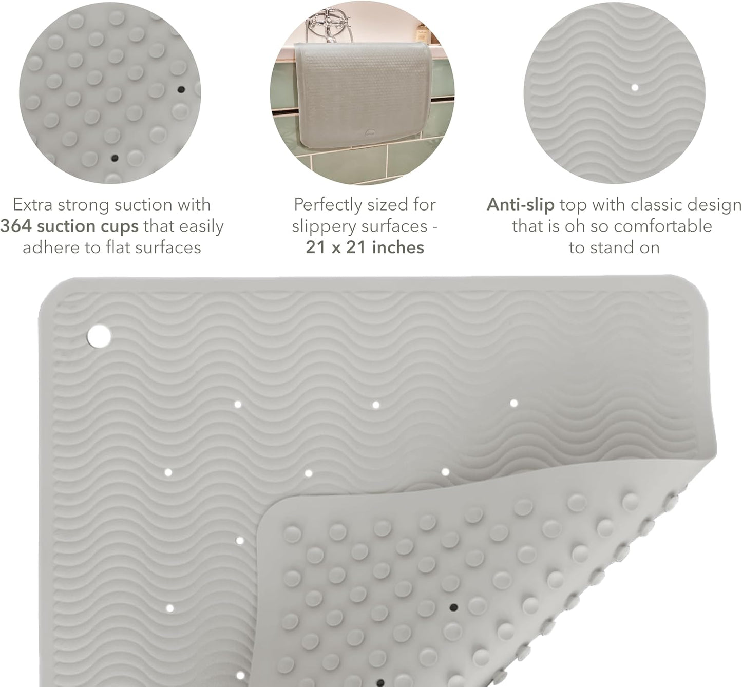 HEVEA Natural Rubber Wave Bath Mat: Plastic-Free & Biodegradable