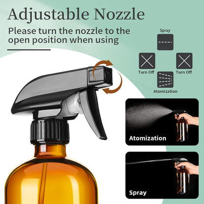 16oz Amber Glass Spray Bottles (2-Pack Set)