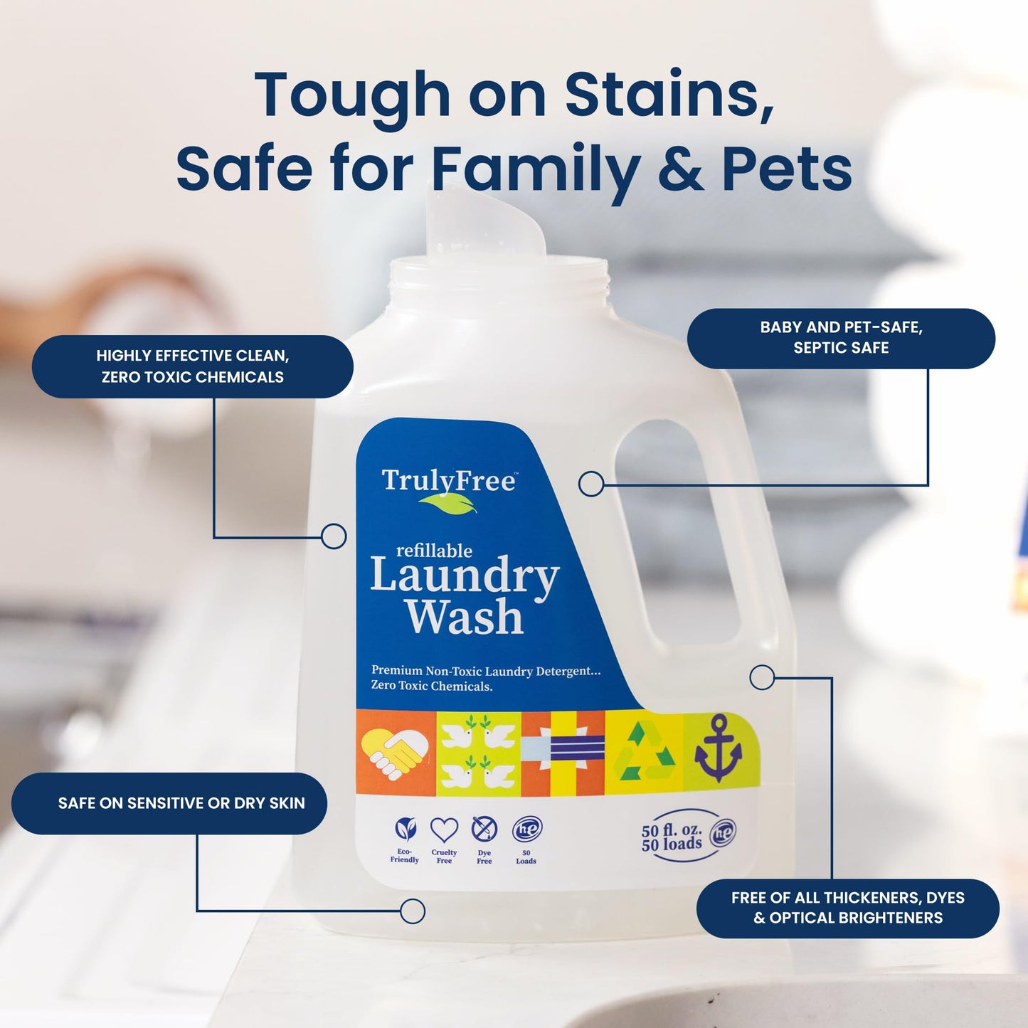 Truly Free Plant-Based Refillable Laundry Wash for Sensitive Skin