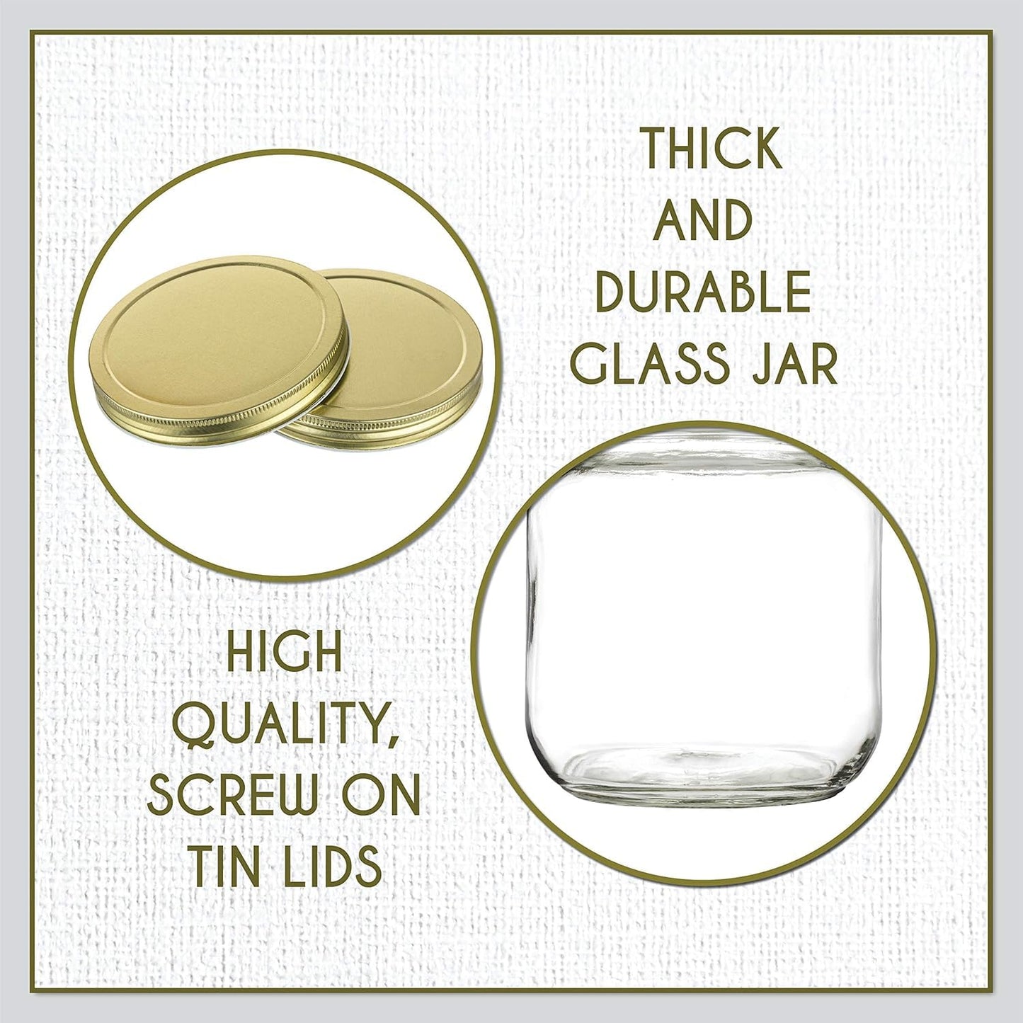Kitchentoolz 64 oz Glass Mason Jars with Airtight Metal Lids (6 Pack)
