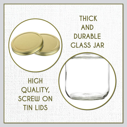 Kitchentoolz 64 oz Glass Mason Jars with Airtight Metal Lids (6 Pack)